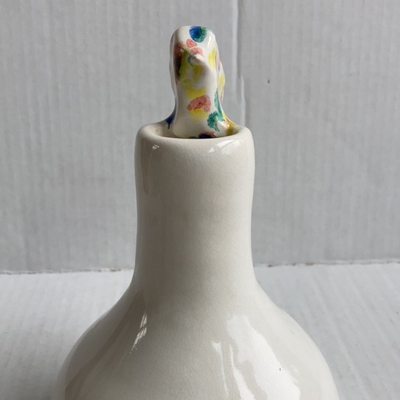 Creamy white bird handle pottery vase pitcher - Picture 10 of 13